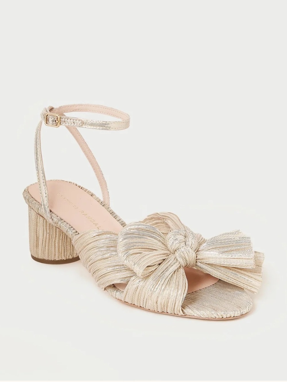 Loeffler Randall Dahlia Champagne Pleated Bow Heel 6.5